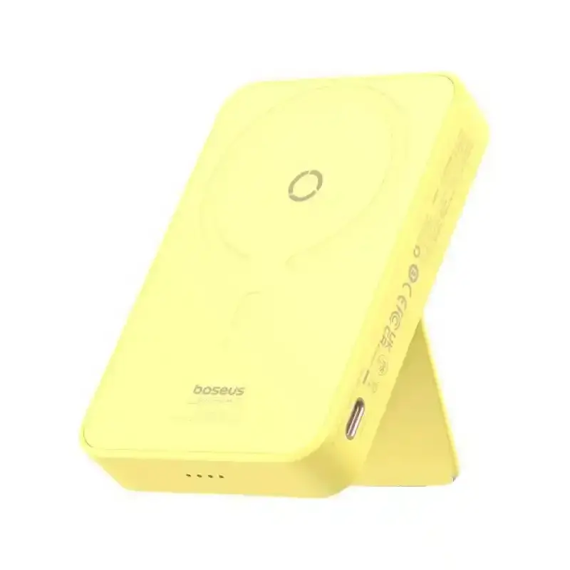 درگاه های پاور بانک بی سیم مگنتی باسئوس مدل Magnetic Wireless 20w با ظرفیت 5000 میلی‌آمپر ساعت